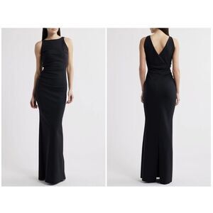 New $995 Chiara Boni La Petite Robe Sleeveless Stretch BlackJersey Dress Gown  4